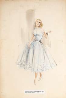 A Grace Kelly costume design sketch from "High Society" | Bonhams