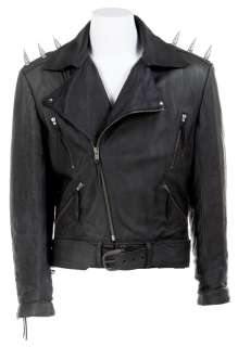 Lot 214 - Nicolas Cage ‘Ghost Rider‘ spiked leather stunt motorcycle jacket from Ghost Rider.