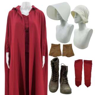 Lot #230: The Handmaid’s Tale Brianna Screen Worn Cloak, Dress, Corset, Winged Bonnet, Bonnet, Sleevelets, Spatts & Boots Ss Multiple