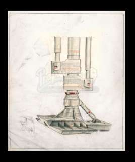 Harry Lange Auction | Hand-Drawn Coloured Star Ship Undercarriage with Details of Hydraulic Structure | Propstore