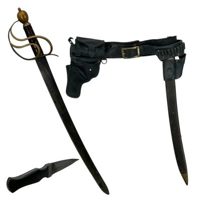 Lot 59: The Bluff Connor Screen Used Belt Rig W/Sword Holster & Pouch, Rubber Sword & Rubber Knife | VIP Fan Auctions