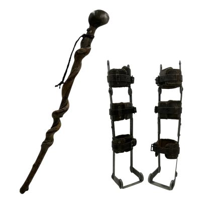 Lot 182: The Bluff Issac Screen Used (2) Leg Braces & Walking Stick | VIP Fan Auctions