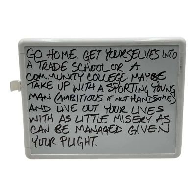 Lot 3: Is God Is Chuck Hall Screen Used Dry Erase “Go HomeYour Plight” | VIP Fan Auctions