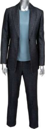 Succession (HBO® Original, 2018-2023) Sarah Snook "Shiv Roy" Navy Plaid Ensemble by Theory from Season 3, Episode 2: "...