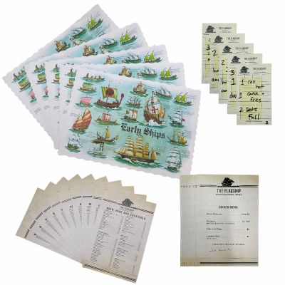 Lot 42: Tony The Flagship Restaurant Production Used (5) Place Mats, (10) The Flagship Menu, (10) The Flagship Drinks Menu & (5) Order Pads | VIP Fan Auctions
