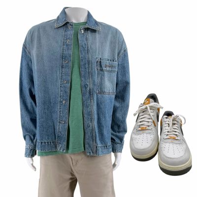 Lot 9: The Love Hypothesis Jeremy (Nicholas Duvernay) Screen Worn Jean Jacket , Shirt, Shorts & Sneakers Ch 2 Sc 7 | VIP Fan Auctions
