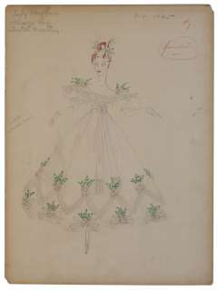 Adrian Greenberg Costume Sketch for ’’The Gorgeous Hussy’’ -- Adrian Would Famously Design the Ruby Slippers for ’’The Wizard of Oz’’ | Nate Sanders