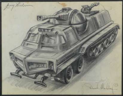 DEREK MEDDINGS (BRITISH B.1931-D.1995): An original concept drawing for a vehicle from Captain Scarlet, 1967, | Bonhams