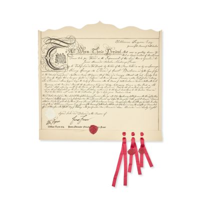 Outlander | The Land Deed for Fraser’s Ridge, production made by the Outlander Art Department Season 4, Episode 4, ’Common Ground’, based on the screen matched originals | Bonhams