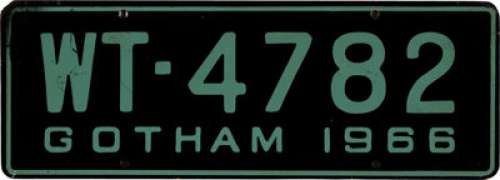Gotham City Vehicle License Plate from Batman (ABC, 1966-1968). ... | Heritage