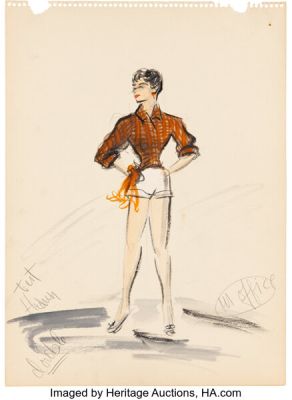 Sabrina (Paramount, 1954), Audrey Hepburn "Sabrina Fairchild" Trio of Boating Costume Sketches by Edith Head. | Heritage