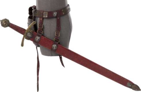 Tyrion Lannister (Peter Dinklage) Hero Longsword with Scabbard, Swordbelt, and Groin Plate from Game of Thrones (HBO® Original 2011-2019, Season 1).