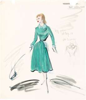 Vertigo (Paramount, 1958), Kim Novak "Madeleine Elster/Judy Barton" (2) San Francisco Street and Restaurant Scene Dress Costume Sketches by Edith Head. (Total: 2 Items) | Heritage