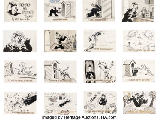 Koko the Space Kop Rare Storyboard Art from Unreleased Revival Series Group of 16 (Max Fleischer, c. 1958). (Total: 16) | Heritage