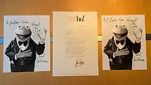 The Muppet Show | The Muppet Show - Lot of 3 - 1x Letter & 2x "Kermit the Frog" photo, signed by the late, great Jim Henson (+) | Catawiki