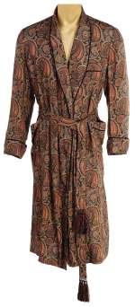 Lot 544 - Anthony Perkins "Dr. Henry Jekyll" paisley silk dressing robe from Edge of Sanity.
