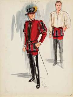 Muhs costume sketch for Richard Todd from The Virgin Queen | Profiles in History