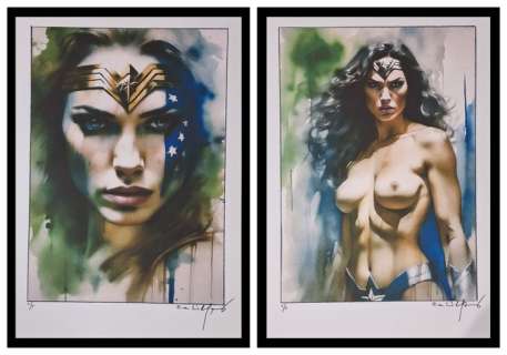 Wonder Woman - Diptychon Wonder Woman - watercolor edition by Emma Wildfang - Large size | Catawiki