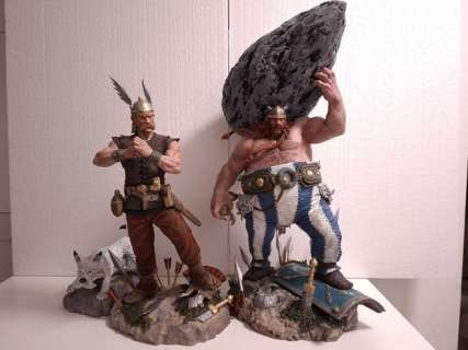 Lot of 3 big statues - Artistic realistic interpretations of Asterix, Obelix & Idefix - 1/6 Scale - | Catawiki