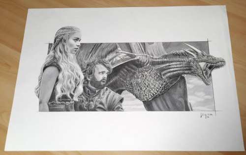 Game of Thrones - Artist: Giordano, Vincenzo - 1 Original drawing - Cinema Pencils - Daenerys Mother of Dragons - 2016 | Catawiki