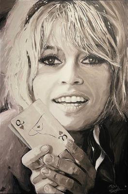 Peter Engels - "Brigitte Bardot – Queen of Hearts" - Original Palette Knife Painting - Unique, Signed, with | Catawiki