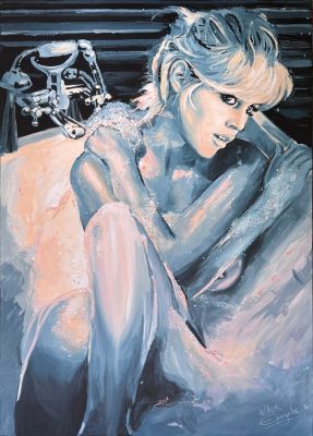 Peter Engels - "Brigitte Bardot Bathing" - Original Painting - Unique, Signed, with COA - 100 x140 cm | Catawiki