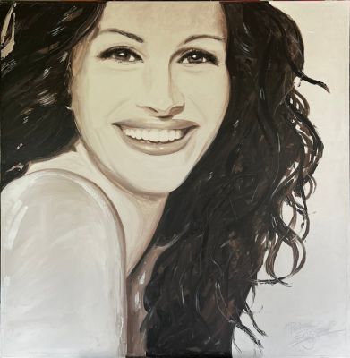 Peter Engels - "Julia Roberts" Original Painting - Unique, Signed, with Certificate of Authenticity | Catawiki