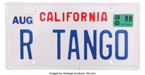 Sylvester Stallone "Lt. Raymond Tango" California license plate from Tango & Cash....