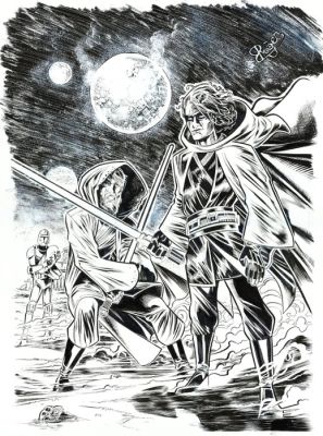 Roger - Star Wars Episode VII: The Force Awakens - Original drawing - signed + Picture postcard - the Power of Force | Catawiki