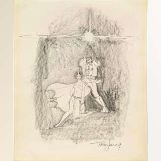 STAR WARS: EPISODE IV - A NEW HOPE (1977) - Lot 417 - Hand-Drawn Tom Jung Luke and Leia Sketch