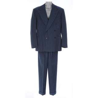 Lot 178 - Burt Lancaster “Steve Buchanan” dark blue pin striped suit designed by Travilla from Mister 880