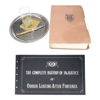 A Series of Unfortunate Events (Tv Series) | Mr. Poe’s File, "The Complete History of Injustice," Count Olaf’s Knife, and Larry Your-Waiter’s Accessories | Propstore