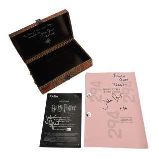 HARRY POTTER AND THE CHAMBER OF SECRETS (2002) - Lot 1167 - Julian Glover‘s Personal Highlighted Script, Crew Gift and Autographed Screening Ticket