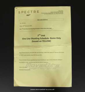 Spectre | Spectre - 2nd Unit One Line Shooting Schedule | Movie Bits