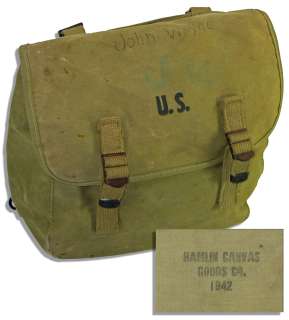 John Wayne‘s Personally Owned U.S. Army Field Bag From the Hit 1968 Film He Directed and Starred In, ‘‘The Green Berets‘‘