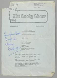 The Sooty Show - Camera Script, VTR NO: 11960, signed by Harry Corbett, 11.5 x 8.5 inches. | Ewbank’s