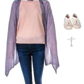 Lot #91 – Condor Mae Barber Kristen Hager Screen Worn Shawl Sweater Adriano Goldschmied Pants & Shoes Ep 201