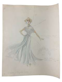VINTAGE SKETCH ART COSTUME DESIGN DRAWING PRODUCTION BY BOB ROBERT CARLTON SIZE 11 1/2 X 14 1/2 | Los Angeles Estate Auction