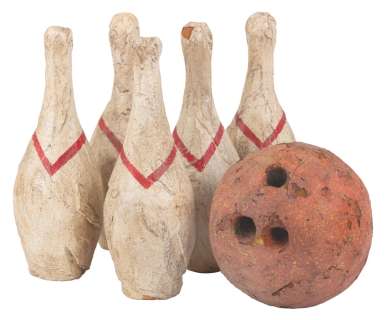 A Live-Action "Flintstones" Bowling Ball and Pin Props. | Van Eaton Galleries