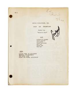 Rose Marie | Signed and Annotated "Just Off Broadway" Television Pilot Script | Julien’s