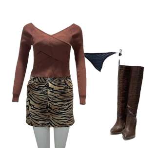 Lot #8 – Hustlers Destiny Constance Wu Screen Worn Shirt Skirt Bikini Bottoms Earrings Sunglasses & Shoes Ch 9 Sc 39-43