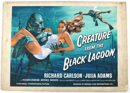 Creature From The Black Lagoon (1954) Original hand painted artwork for the UK Quad film poster of… | Ewbank’s