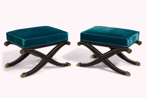And Just Like That… | Lot #439 - Carrie Bradshaw’s Pair of Teal Curule Footstools | Julien’s