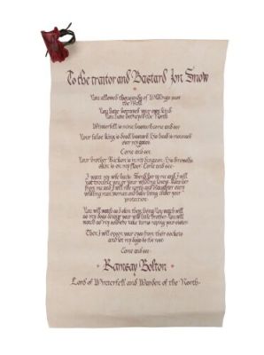 GAME OF THRONES (T.V. SERIES, 2011-2019) - Lot #136 : Ramsay Bolton‘s (Iwan Rheon) Terms of Surrender to Jon Snow (Kit Harington)