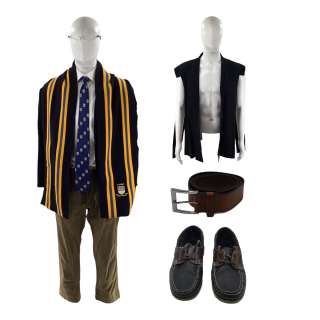 Lot #3: Saltburn Oliver Quick (Barry Keoghan) Screen Worn Buckle Belt, Deck Shoes, Glasses, Jacket, Commoners Gown, Chinos, Dress Shirt, Scarf & Tie Ch 8-9 Sc 16-18
