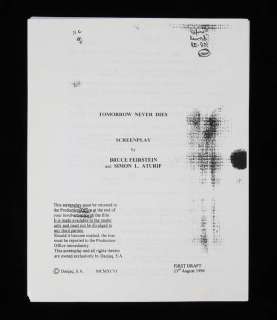 James Bond Tomorrow Never Dies - First Draft script, later printed. | Ewbank’s