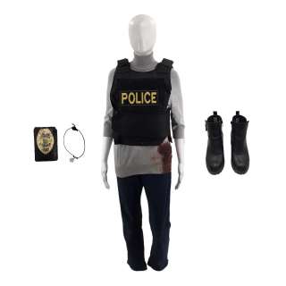 Novocaine Mincy (Betty Gabriel) Screen Worn Jeans, Poloneck Sweater, Police Vest, Boots, Police Badge, & Bracelet Ch 1d | VIP Fan Auctions