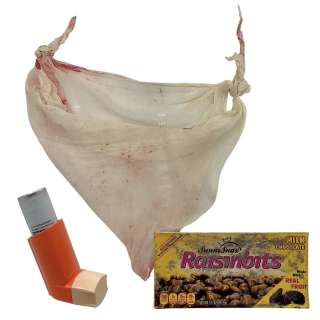 Scream VI Tara Carpenter (Jenna Ortega) Screen Used Sling Bandage, Prop Inhaler, & Raisinbits Box | VIP Fan Auctions