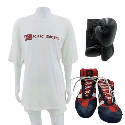 The Smashing Machine Mark Kerr (Dwayne Johnson) Screen Worn T-Shirt, Mma Shorts, Fighting Boots & Boxing Gloves Ch 28a Sc 86 | VIP Fan Auctions