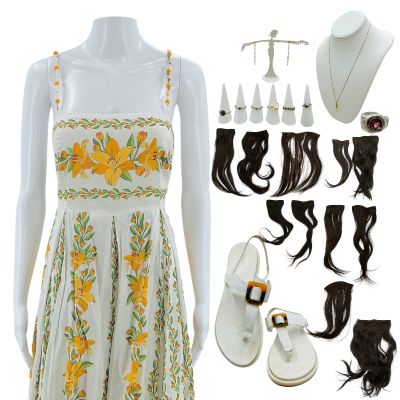 Lot 176: The Wrecking Crew Haunani Screen Worn Dress, Earring, Earrings, Sandals, Necklace, (6) Rings & (12)Hair Extensions Ch 1 | VIP Fan Auctions